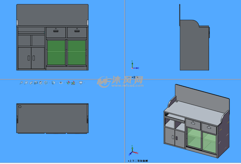 铁板办公桌模型三视图