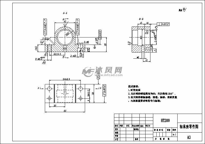 a3 轴承座零件图-model