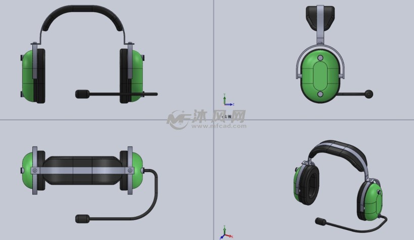 无线耳麦三视图