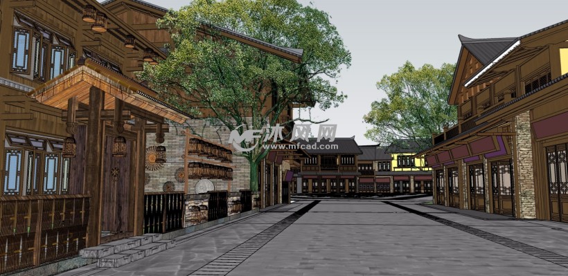 贵州丹寨苗族风情小镇商业街古建筑