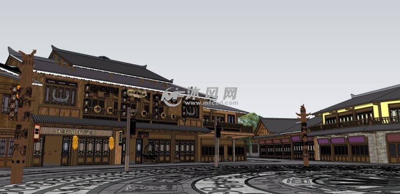 贵州丹寨苗族风情小镇商业街古建筑