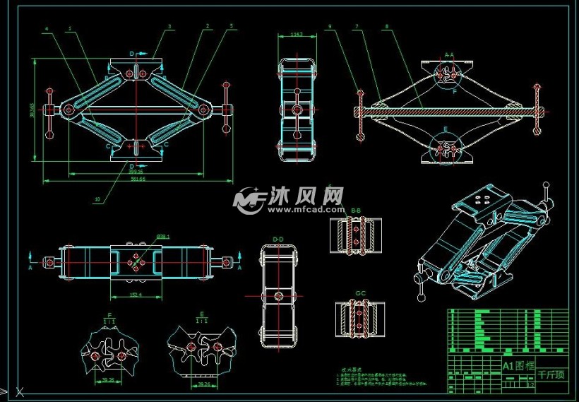 剪叉式汽车千斤顶 - 输送和提升设备图纸 - 沐风网