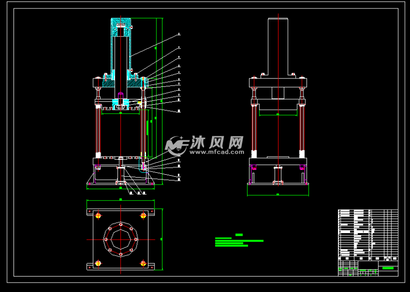 yf32-400四柱液压机设计 - 模具相关设备图纸 - 沐风网