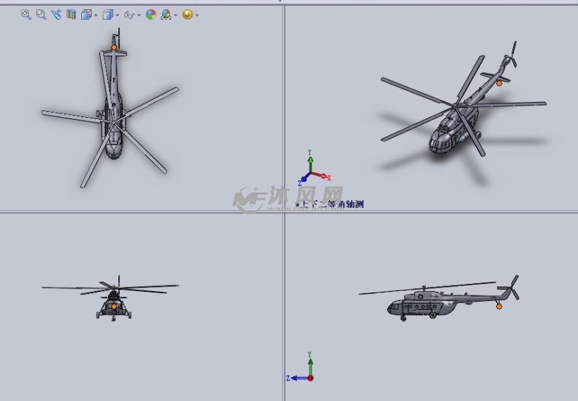 直升机玩具设计模型三视图