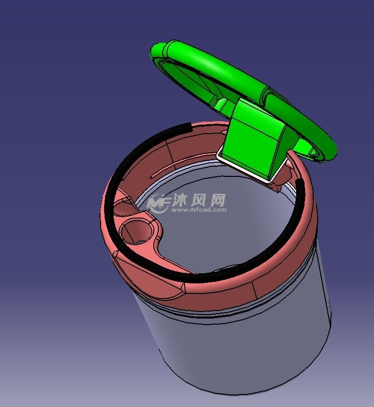 车载烟灰缸设计模型 - 日常用品图纸 - 沐风网