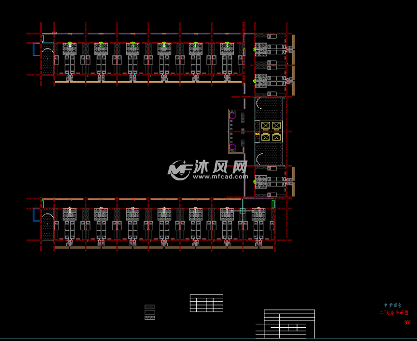 中学宿舍各层建筑平面图