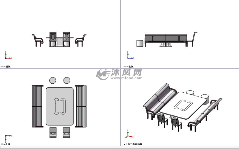 大型餐桌模型三视图