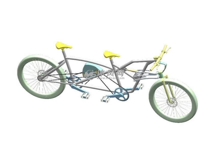 行星轮增速双人自行车设计三维图