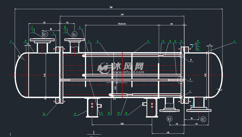 冷凝器设计图纸 - 换热压力容器图纸 - 沐风网