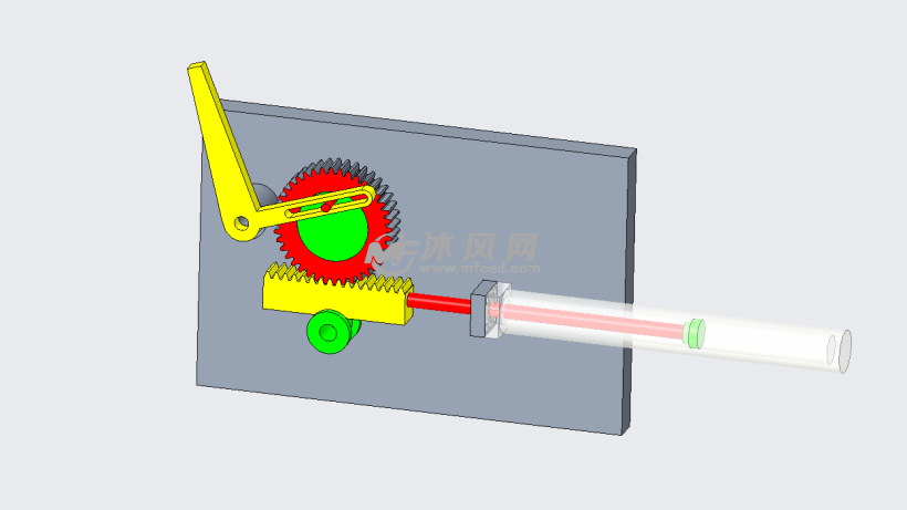 proe齿轮齿条及活塞摆杆机构
