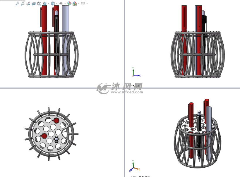 笔筒模型图三视图