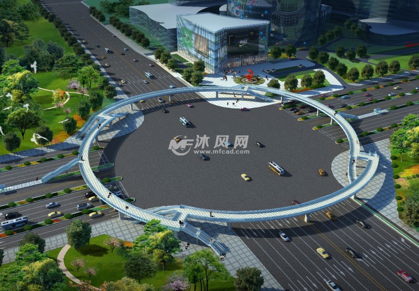 圆形交互式阶梯人行天桥效果图