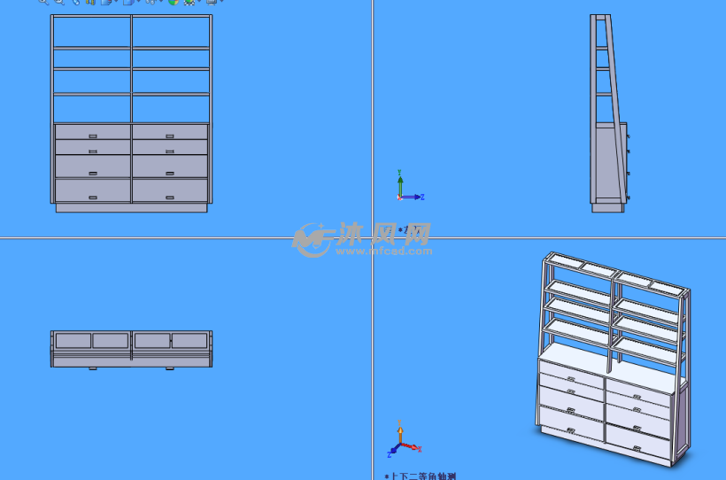 书架模型图三视图