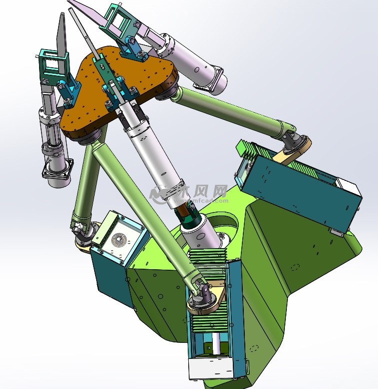 四自由度柔性混联手 - 机器人模型图纸 - 沐风网