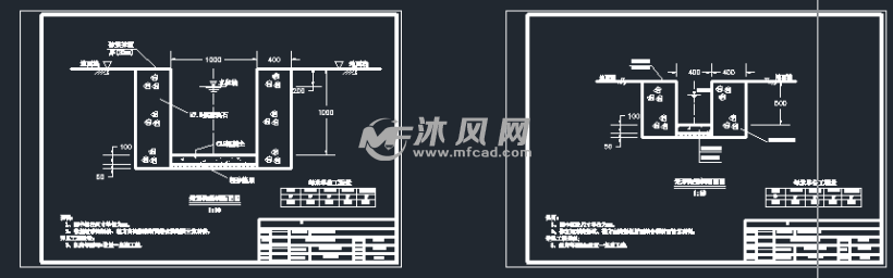 cad图纸 水利工程图纸 辅助工程图 农田水利图 矩形沟渠设计图