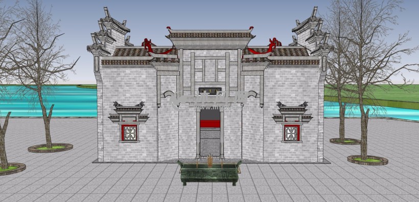 徽派古建筑康王庙古戏台舞台景观设计