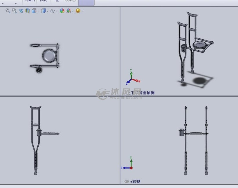 用于拐杖的杯托 小五金模型图纸 沐风网