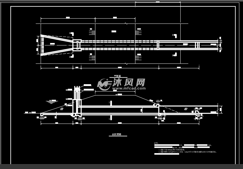 小型人工湖景观 纵剖面图