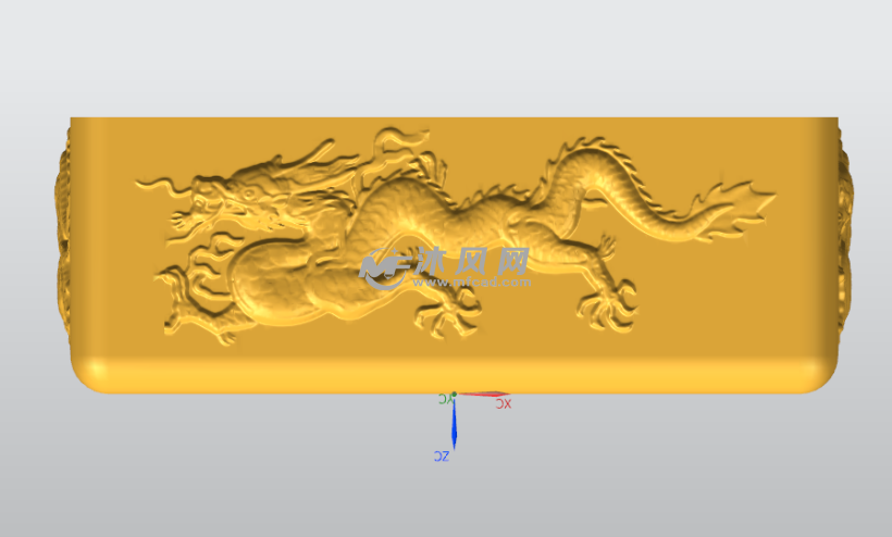 带龙型浮雕图案的方形烟灰缸3d图档