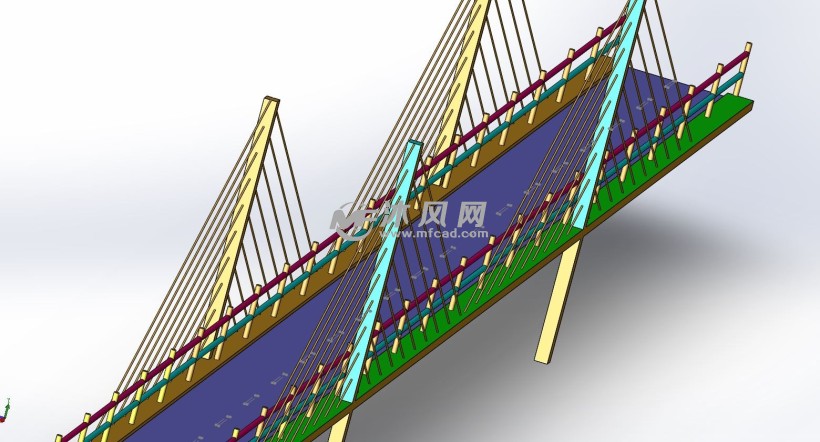 大型斜拉索桥 - 建筑模型图纸 - 沐风网