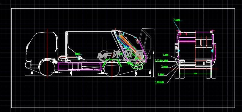 压缩式垃圾车布置简图