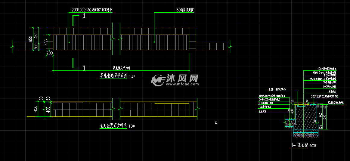 景观花池坐凳施工图