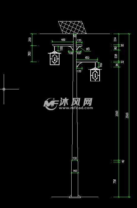 3.5米造型路灯立面大样