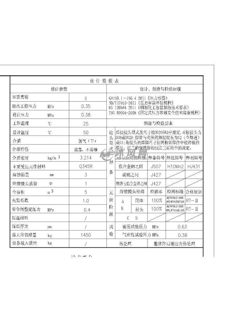 氯气缓冲罐设计