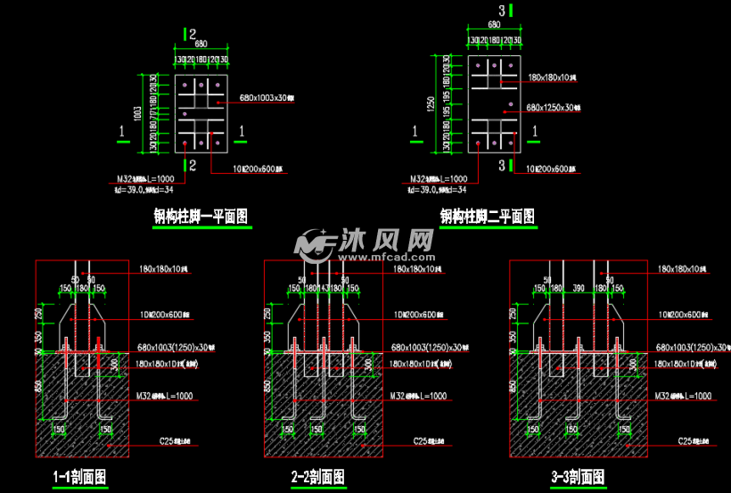 某15米高精神堡垒(标志塔)cad图 - 结构图纸 - 沐风网
