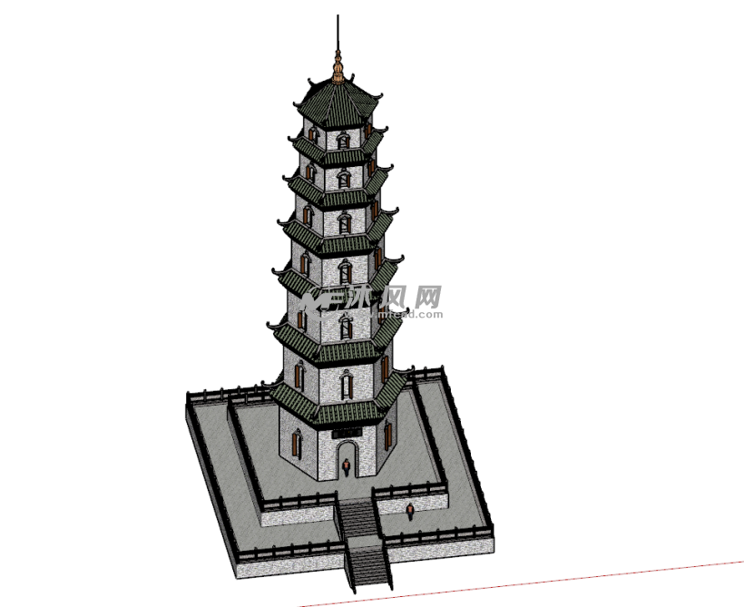 古建石塔设计模型 - 中外古建筑模型图纸 - 沐风网