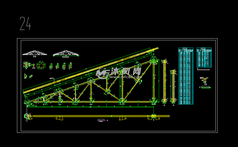 会所三角型钢屋架结构施工图
