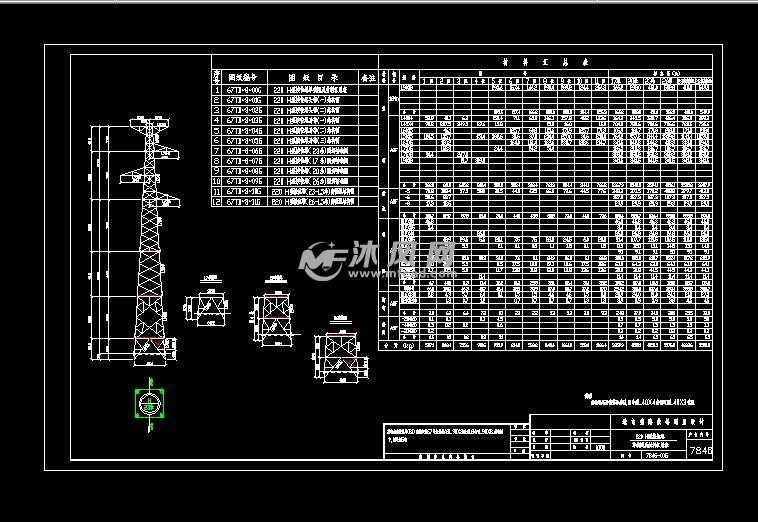 7846送电线路铁塔-h型换位塔cad图 - 电气工程图纸