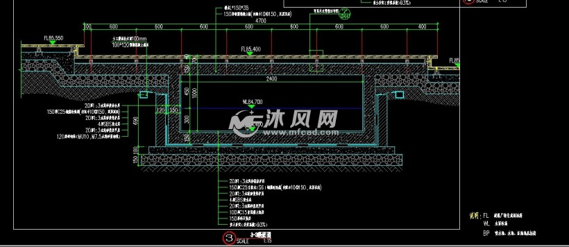 木栈道局部细节剖面图