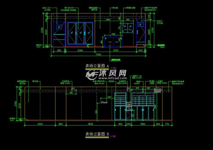 便利店建筑装修水电cad图纸