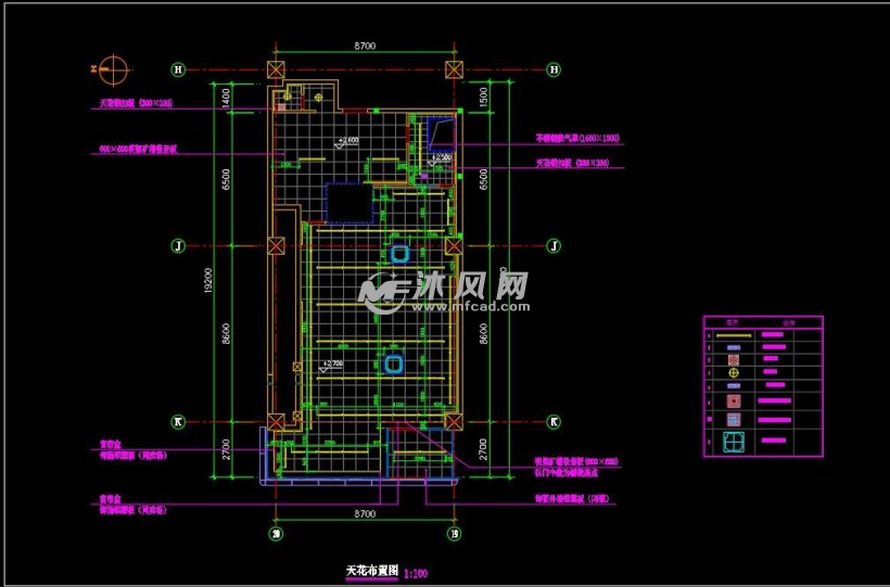 便利店建筑装修水电cad图纸天花布置图