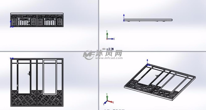 家庭院双开大门模型三视图