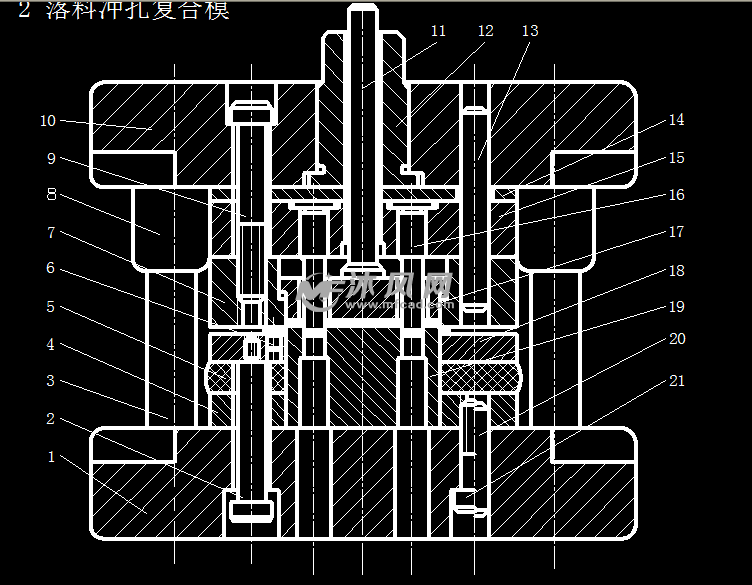 倒装式落料冲孔复合模详图