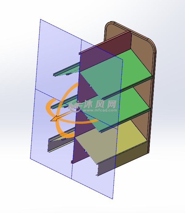 三层文件柜斜面层板 办公用品图纸 沐风网