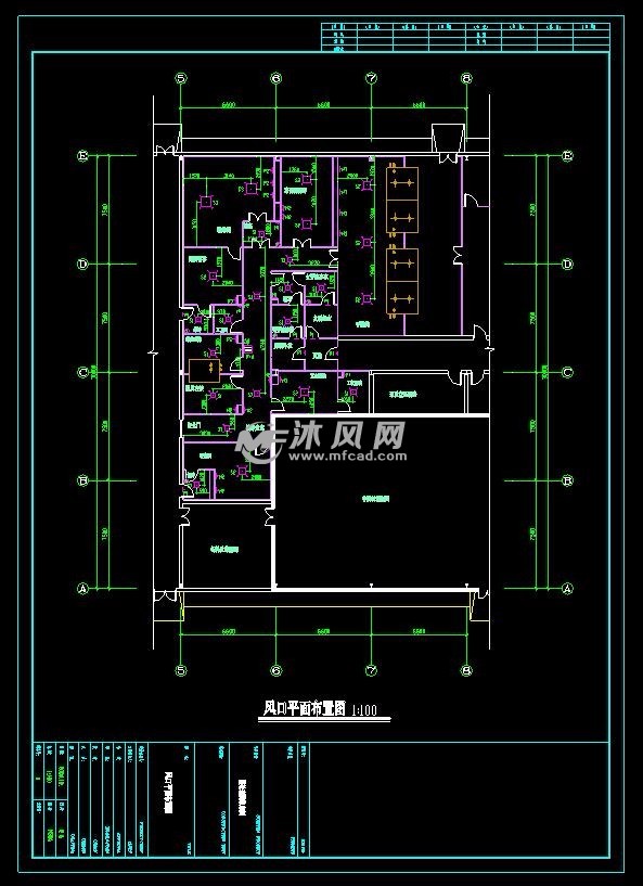 药厂某车间暖通设计图风口平面布置图