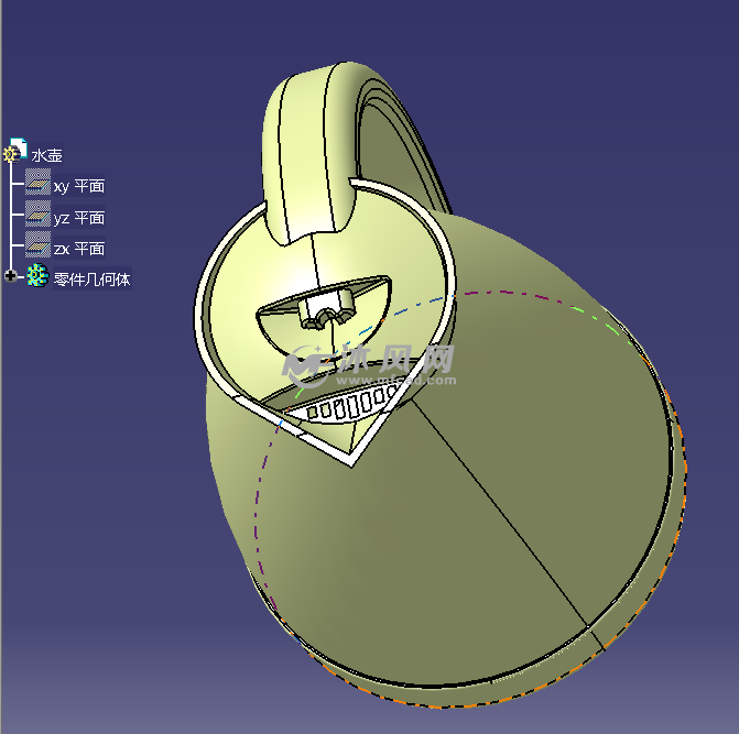 catia曲面电热水壶 - 瓶子容器图纸 - 沐风网