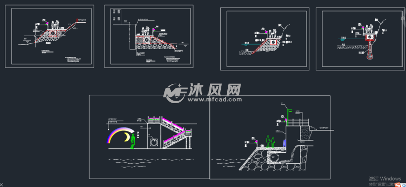 截污干管沿河敷设断面形式方案图 - 引调水工程图图纸