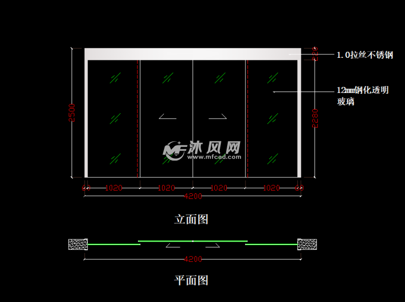 cad图纸 建筑图纸 详图,图库 大门结构图纸