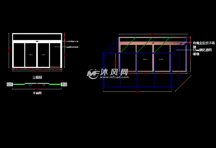 常用自动门施工图无框自动感应门