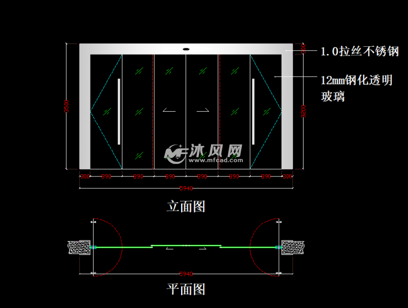 常用自动门施工图自动感应门