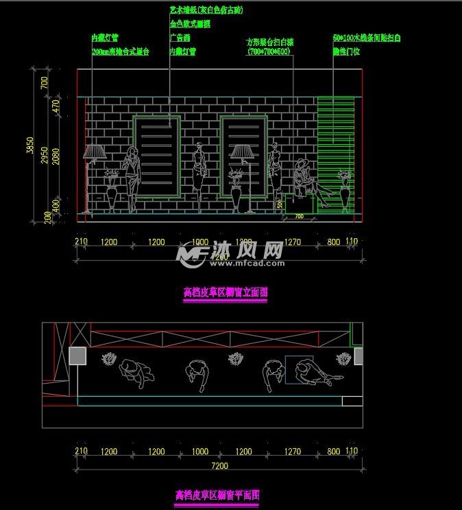 高档皮草区橱窗立面图