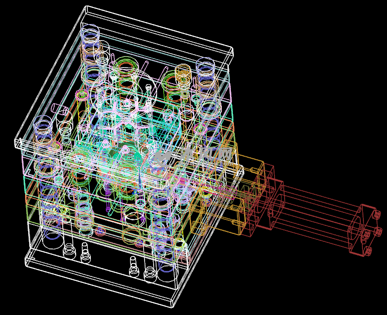 塑料螺纹喷嘴盖模具3d线框显示