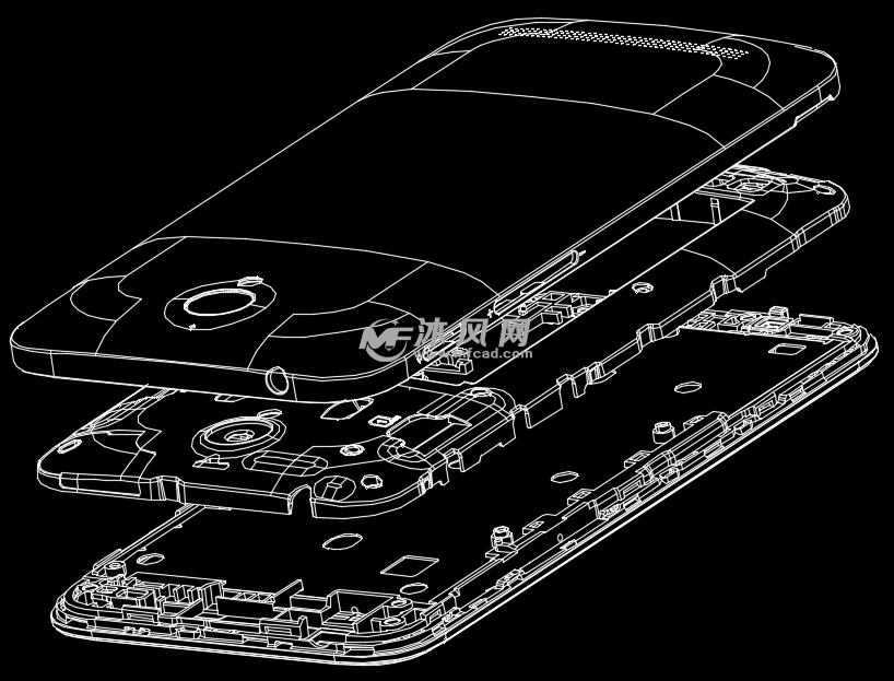 安卓手机后盖电池盖模具 产品组装爆炸图