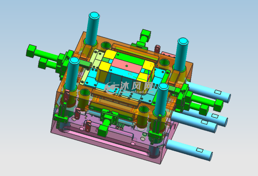 全倒扣盒子模具3d