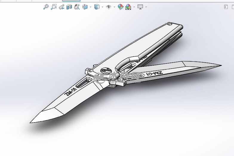 迷你型折叠小刀设计模型轴视图
