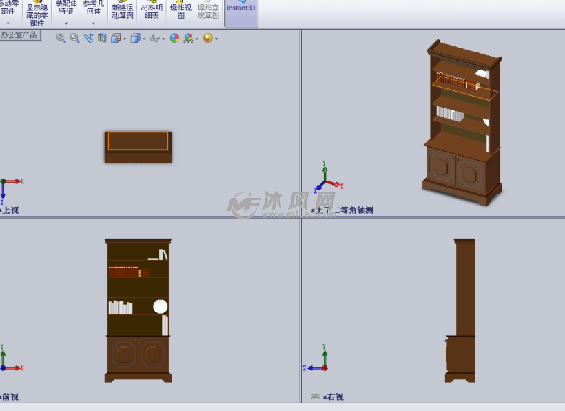 乡村书柜设计模型三视图